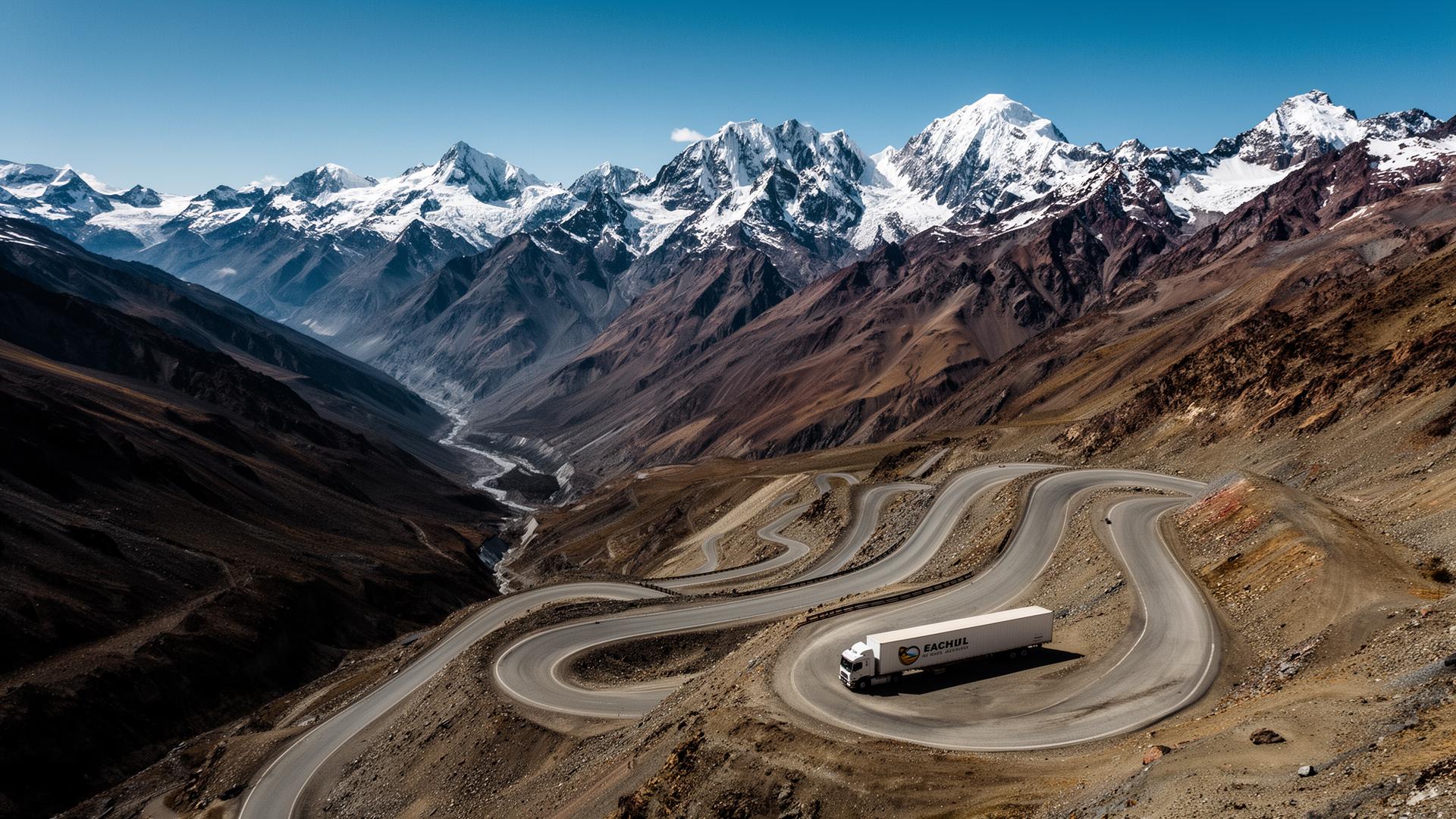 Ruta de cordillera entre Argentina y Chile